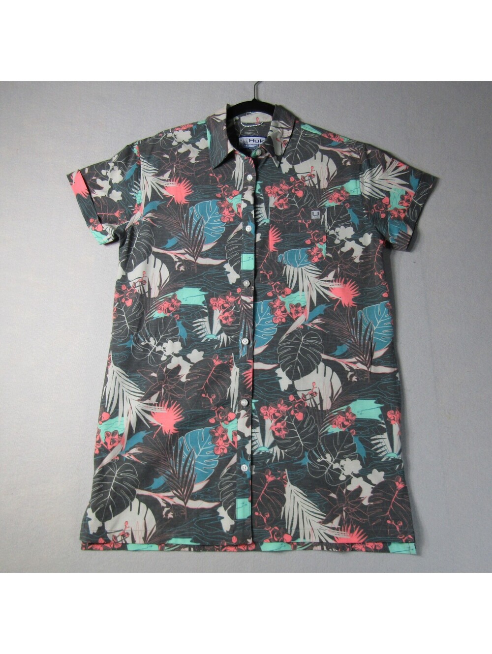 NWT Huk Kona Cover-Up Printed Dress Woman's S Grey
